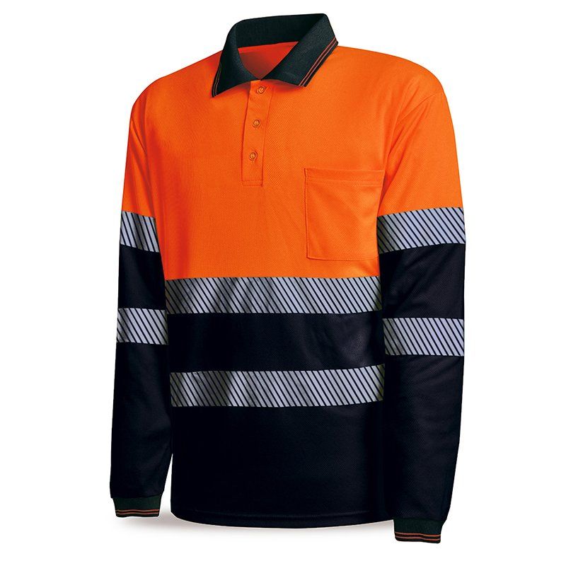 polo alta visibilidad xara 1288pavlpnfa naranja azul marino