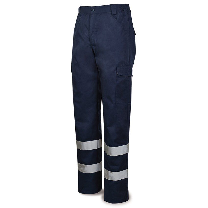 pantalon laboral multibolsillos bandas reflectantes 388pcram azul marino