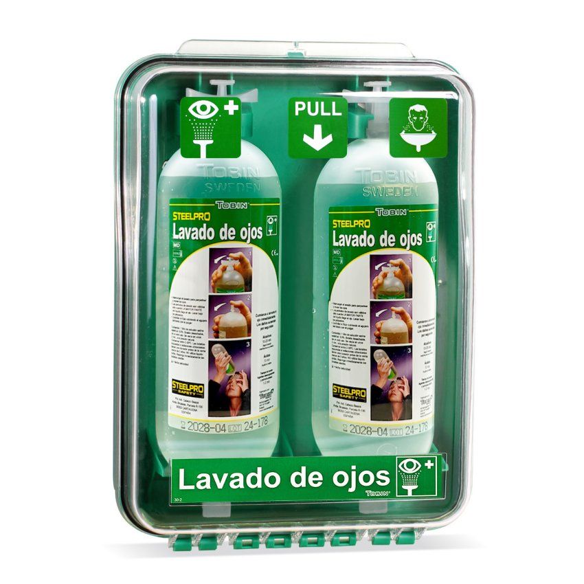 estacion lavaojos cabina tobin eyewash 2 botellas 1 litro