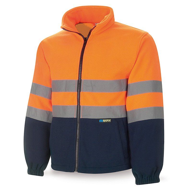 cazadora softshell alta visibilidad ambar naranja av azul marino